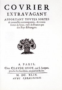 パリのChez Claude Huotにて、「Courier extravagant（フランスと海外のあらゆる場所から、あらゆる種類の贅沢なニュースを届ける）」の1枚。 作： Unknown artist