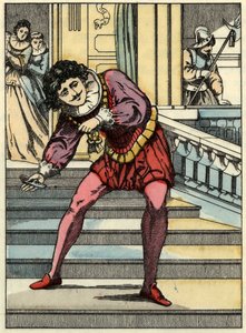 シンデレラが履いたガラスの靴を王子が拾う。シャルル・ペローの物語「シンデレラ」（La petite slipper de verre）の挿絵。 作： Unknown artist