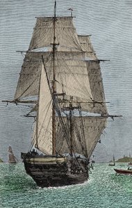 ビーグル号（ダーウィンが博物学者として参加した遠征船 作： Unknown artist