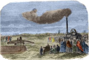 アルバート・フライ(1830 -1903)とジョン・ファウラー(1826-1864)が発明した、ヴェルサイユ近郊の機械的排水作業中の蒸気式排水口。1856年に描かれたもので、「科学博物館」に所蔵されている。 作： Unknown artist
