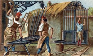 1793年の錠前屋の商売。 作： Unknown artist