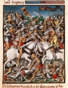 ビザンチン皇帝ヘラクリウス（ヘラクレイオス（575年頃～641年頃））のサラザン人に対する勝利 ミニチュアはVincent de Beauvais（1190年～1264年）がJean de Vignayによってフランス語に翻訳した "Le miroir historial" (Speculum Historiale) (ms. 1196 fol. 65 v.)の中にある。