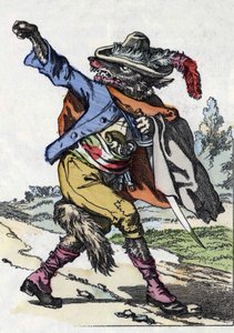 狼です。Compere le Loup, Maitre Renard, Comere la Chevre et ses petits biquets」という物語のイラストを、Jean de la Fontaineの寓話に倣って描いたもの。小さな子供たちのための家庭の物語」の中で。19世紀の匿名のエングレーヴィング。