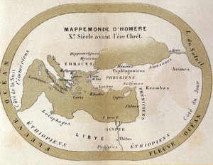 ホメロスの世界地図。紀元前9世紀。 作： Unknown artist