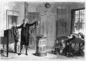 パリのアンビグ・コミック劇場：劇場作品「le crime de faverne」、テオドール・バリエール（1823-1877）とレオン・ボーヴァレ（1828-1885）による5幕7画のドラマ。第3幕、第2テーブル。"The Illustrious Universe "のエングレーヴィング