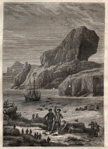 キャプテン・ジェームズ・クック（1728-1779）の第3回目の航海（1776-1779）：ケルゲレン諸島（南極、ケルゲレン群島） - 図版は "The Great Mariners of the 18th century "より引用。 作： Unknown artist
