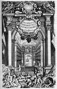 PROSPECTUS PHARMUTICI SUB QUO ANTIDOTARIUM MEDIOLANENSE GALENO-CHIMICUM EXCELLENTIM SENATUS IUSU MEDIOLANI, EX TYPOGRAPHIA CAROLI QUINTI "のタイトルページ。 作： Unknown artist