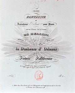 F Kalkbrenner作「Grande Fantaisie」の楽譜のタイトルページ。
