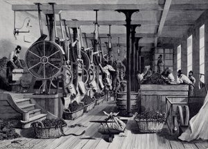 タバコ工場、洗濯室、タバコのラペッジ。1867年頃のエングレーヴィング。パリ、カルナヴァレ美術館 作： Unknown artist