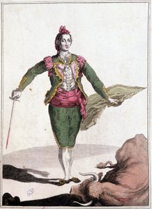 1825年、雄牛を倒した後の有名なホアキン・コスティヤレスのトレアドル衣装。 作： Unknown artist