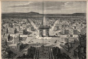 第二帝政期のパリの変貌、オスマン・パリ：エトワール広場のロータリーの全景。L