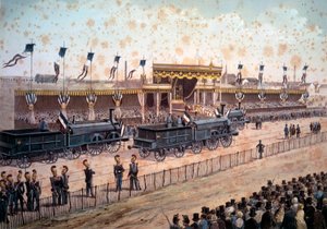 交通：パリ-ストラスブール間の鉄道開通。1864.エングレービング パリ、B.N. 作： Unknown artist