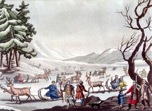 シベリアのツングース族。カルテリのドローイングパリ装飾美術書院。"古代と現代の衣装 "について 作： Unknown artist