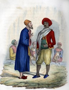 1830年のアルジェの街での二人の男。Léon Galibertの "L