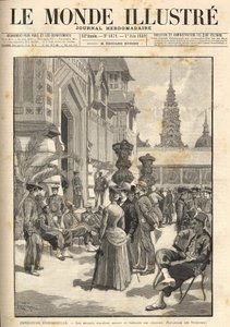 1889年の万国博覧会-植民地館の前にいる先住民の兵士（Esplanade des Invalides）。1889年06月01日の表紙「Le Monde Illustré」。 作： Unknown artist