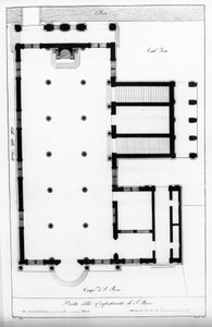 ヴェネツィア1478年に設立されたサン・ロコの学校。計画。19世紀のもの。 作： Unknown artist