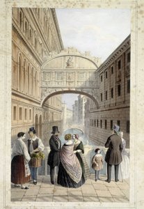 ため息の橋の上のヴェニチアンたち - Marco Moroの絵による「Album des principales views de Venise」、Gio Brizeghel編、v.1840年。