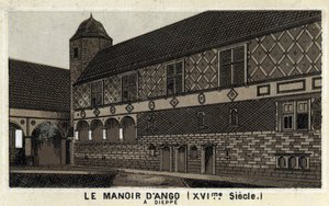 フランス、セーヌ川流域、ディエップのマノワール・ダンゴ（16世紀）の眺め。19世紀末のクロモリトグラフ。 作： Unknown artist