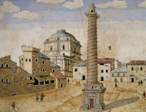 トラヤヌスの円柱のあるローマの風景 作： Unknown artist
