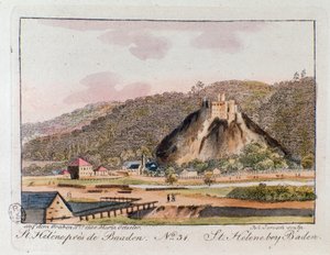 オーストリア、バーデンのセント・ヘレネ（聖ヘレネ）の眺め。1815年のエングレーヴィング 個人蔵 作： Unknown artist