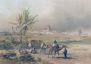 現代のマリ、ティンブクトゥ（ティンブクトゥ）の眺め、1850年頃（版画）