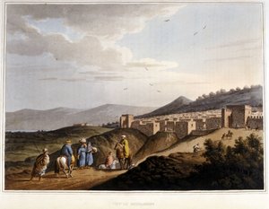 ヨルダン川西岸のベツレヘムの街の風景。要塞。19世紀のもの。 作： Unknown artist
