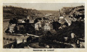 ベルギー、ワロン地方、ディナンの街の風景。19世紀末のクロモリトグラフ。 作： Unknown artist
