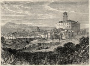 イタリアのモンテロトンド（Monte Rotondo, Monte-Rotondo）の街の風景。"L