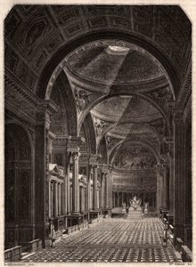 崇拝のために開かれた直後、1843年にパリのマドレーヌ教会の内部の眺め 作： Unknown