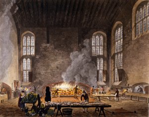 オックスフォード大学クライストチャーチのキッチンの眺め。1850