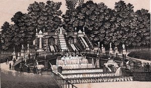 フランス、サン・クラウド（Saint-Cloud）の公園にある大滝の眺め。「世界図説168景」より 年代不詳（19世紀末 作： Unknown artist