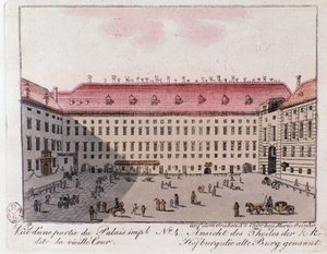 ウィーンの旧宮廷と呼ばれる皇居の一部の眺め。オーストリア1815年のエングレーヴィング 個人蔵 作： Unknown artist