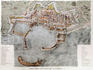 ローマ近郊のチビタベッキアの港の風景。19世紀。 作： Unknown artist