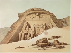 アブシンベル神殿の眺め。エジプト。19世紀のイラスト。パリ、フランス大学