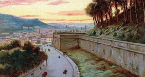 イタリア、バチカン市国とローマの間にあるヴァチカーノ通りの壁の眺め 1930年代のクロモリ写真 個人蔵 作： Unknown Artist