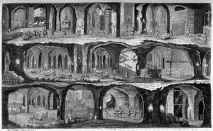 ガリシア州ヴィエリスカの塩坑の地下作業風景。ルイ・フィギエの「Les wonders de l