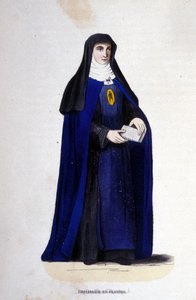フランドル地方の宗教的なビジタンディオン。1610年に聖フランシスコ・オブ・セールスと聖ジョアン・オブ・シャンタルによって設立された訪問修道会。19世紀のエングレーヴィング。 作： Unknown artist