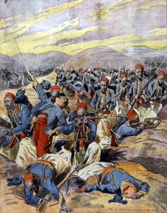 1914年～1918年の戦争：フランドルの砂丘を行くフランス植民地軍のアフリカ人騎手たち。1914.