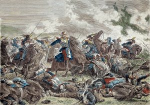 1870年戦争：ドイツが勝利した1870年08月06日のフロッシュウィラー・ウォースの戦い（またはライヒスホーフェンの戦い） - 19世紀のエングレーヴィング - Paris, Musee de l