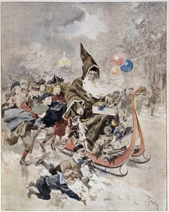 サンタクロースを描いた水彩画"The Illustrated World".21/12/1895. 作： Unknown artist