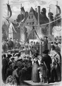 フランス・アルザス地方ウィッセンブルグ 1869年：イスラエル神殿の最初の石を据える。 作： Unknown artist