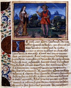 風景の中の女性と男性-照明、カトリーヌ・ダンブロワーズの「時代を経たプデンとインプデンの書」より 作： Unknown artist
