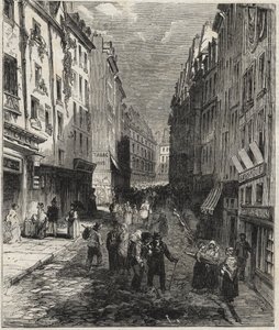 1858年、パリ5区のモンターニュ・サント・ジュヌビエーブ通り（Sainte Genevieve）の作品。 作： Unknown artist