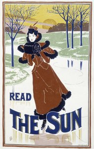 スケートする若い女性 - 新聞「The Sun」の広告 作： Unknown artist