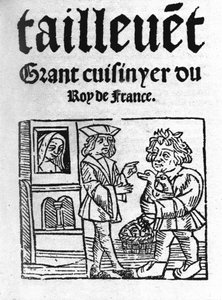 タイユヴァンの「Le Viandier」の扉絵。Guillaume Tirel, dit Taillevent ou Taillevant フランスの料理人（1310年～1395年）。1 作： Unknown artist