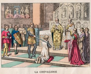 騎士 - La Chivalerie - Softening of a Knight - "Nos Gires Nationales - Images and recits "に掲載された19世紀末のエングレーヴィング。