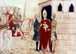 papa Bonifácio VIII (1294-1303) aqui prisioneiro em Anagni em 1303, ilustração do manuscrito do século XIV 作： Unknown artist