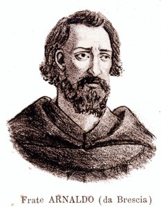 イタリアの政治・宗教改革者、アルノー・デ・ブレシア（アルナルド・ダ・ブレシー）（1090～1155）の肖像画。 作： Unknown artist