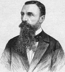Auguste Pavie（オーギュスト・パヴィ）の肖像。フランスの探検家、外交官（1847年～1925年）1893年の彫刻。 作： Unknown artist