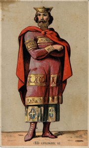メロヴィング朝最後の王、チルデリック3世（755年没）の肖像画。 作： Unknown artist